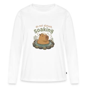 Moment Spa Cabybara Trempant - T-shirt manches longues Premium bio Femme - blanc - Devant - Julia (174cm)
