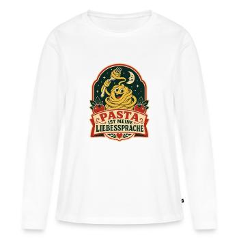 Pasta ist meine Liebessprache - Frauen Premium Bio Langarmshirt - Weiß - Vorne - Julia (174cm)
