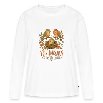Nesthäkchen Vogel Familie - Frauen Premium Bio Langarmshirt - Weiß - Vorne - Julia (174cm)
