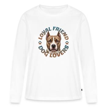 Amis fidèles, amoureux des chiens - T-shirt manches longues Premium bio Femme - blanc - Devant - Julia (174cm)