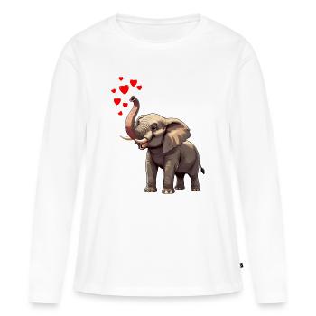 Elephant with hearts - Women's Premium Organic Long Sleeve Shirt - white - Front - Julia (174cm)