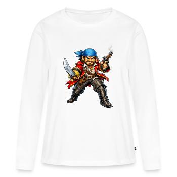 Boucanier avec foulard bleu - T-shirt manches longues Premium bio Femme - blanc - Devant - Julia (174cm)