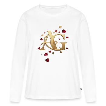 Gold Monogram A&G with Hearts - Women's Premium Organic Long Sleeve Shirt - white - Front - Julia (174cm)