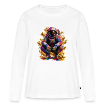 Farbenfrohe Weltraumastronautin - Frauen Premium Bio Langarmshirt - Weiß - Vorne - Julia (174cm)