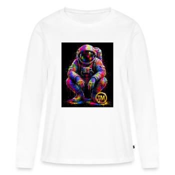 Art spatial coloré - T-shirt manches longues Premium bio Femme - blanc - Devant - Julia (174cm)