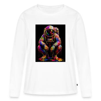 Farbenfrohe Weltraumastronautin - Frauen Premium Bio Langarmshirt - Weiß - Vorne - Julia (174cm)
