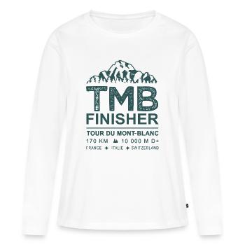 Tour du Mont-Blanc 170 km Trek Outdoor Alpes - T-shirt manches longues Premium bio Femme - blanc - Devant - Julia (174cm)