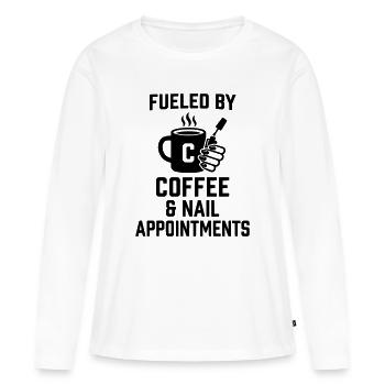 Conception d’ongles à ongles pour ongles en café - T-shirt manches longues Premium bio Femme - blanc - Devant - Julia (174cm)