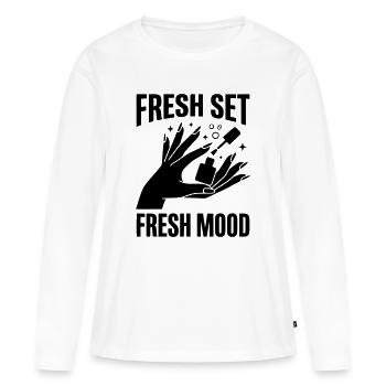 Nouvel ensemble Design d’ongles Mood Fresh Manucure - T-shirt manches longues Premium bio Femme - blanc - Devant - Julia (174cm)