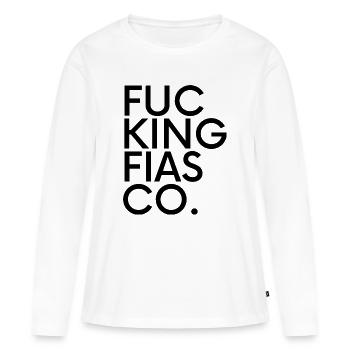 Fucking Fiasco – Typografie Spruch - T-shirt manches longues Premium bio Femme - blanc - Devant - Julia (174cm)