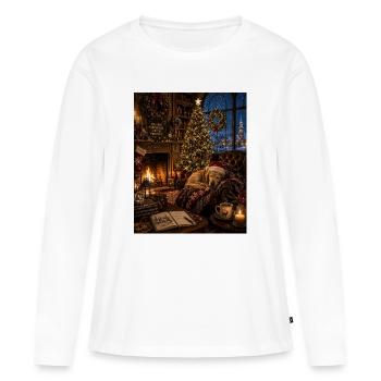 La magie de Noël En famille, être ensemble, ça compte pour l’amour - T-shirt manches longues Premium bio Femme - blanc - Devant - Julia (174cm)