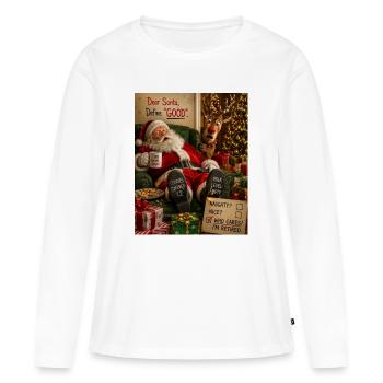 Le Père Noël retraité définit bon humour coquin - T-shirt manches longues Premium bio Femme - blanc - Devant - Julia (174cm)