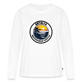 Antalya - Mode de vie méditerranéen - T-shirt manches longues Premium bio Femme - blanc - Devant - Julia (174cm)