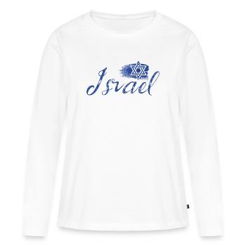 Israel Davidstern Vintage - Frauen Premium Bio Langarmshirt - Weiß - Vorne - Julia (174cm)