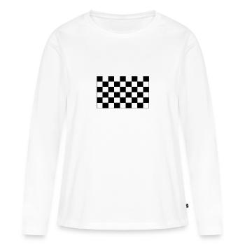 Checkered flag chess pattern black white gift - Women's Premium Organic Long Sleeve Shirt - white - Front - Julia (174cm)