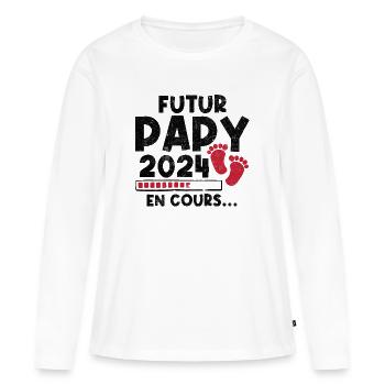 Futur Papy 2024 En Cours - T-shirt manches longues Premium bio Femme - blanc - Devant - Julia (174cm)