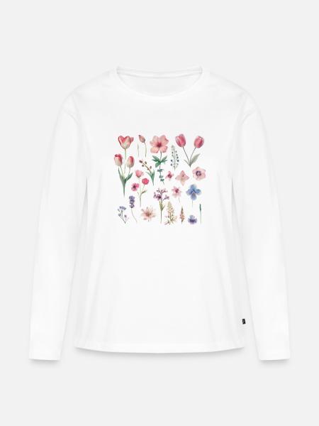 Frühlingsblumen - Frauen Premium Bio Langarmshirt - Weiß