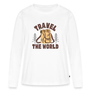Travel the World (Rucksack, Bäume) (Geschenkidee) - Frauen Premium Bio Langarmshirt - Weiß - Vorne - Julia (174cm)