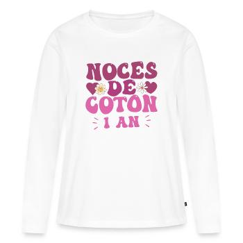Noces de Coton - T-shirt manches longues Premium bio Femme - blanc - Devant - Julia (174cm)