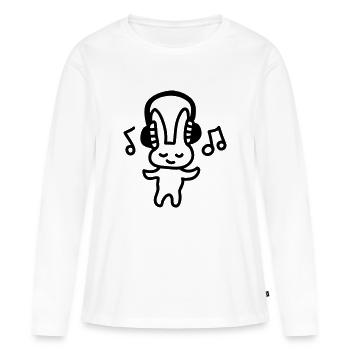 Häschen Musik - line - Frauen Premium Bio Langarmshirt - Weiß - Vorne - Julia (174cm)