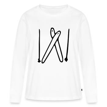 Skier,Feiertag,Spaß,Gletscher,Sport,Steigung,Berg, - Frauen Premium Bio Langarmshirt - Weiß - Vorne - Julia (174cm)