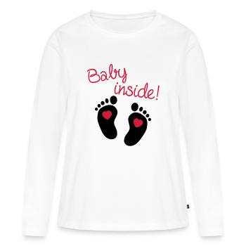 Baby Inside - Frauen Premium Bio Langarmshirt - Weiß - Vorne - Julia (174cm)
