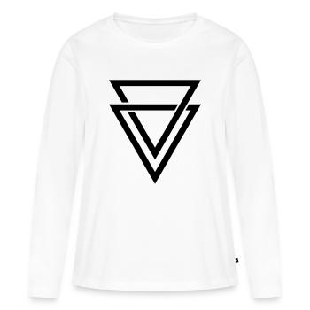 double triangle - T-shirt manches longues Premium bio Femme - blanc - Devant - Julia (174cm)
