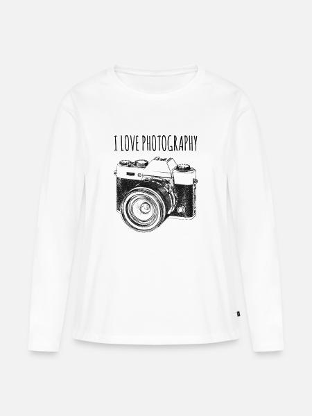 Kamera - Frauen Premium Bio Langarmshirt - Weiß