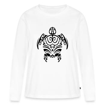 tortue tribal tattoo polynésien maori style - T-shirt manches longues Premium bio Femme - blanc - Devant - Julia (174cm)