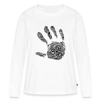 empreinte main breton triskel symbol bretagne - T-shirt manches longues Premium bio Femme - blanc - Devant - Julia (174cm)
