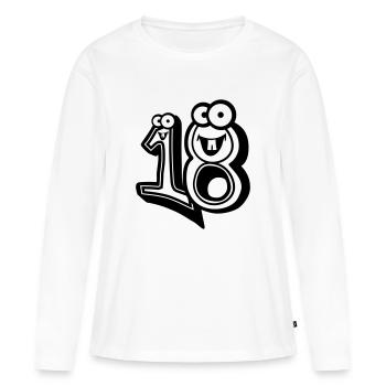 caricature comique de 18-dix-huit ans - T-shirt manches longues Premium bio Femme - blanc - Devant - Julia (174cm)