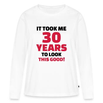30 Years Anniversaire - T-shirt manches longues Premium bio Femme - blanc - Devant - Julia (174cm)