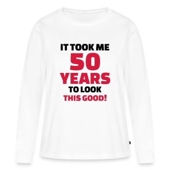 50 Years Anniversaire - T-shirt manches longues Premium bio Femme - blanc - Devant - Julia (174cm)