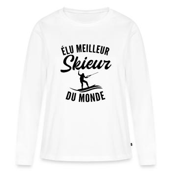 elu meilleur skieur du monde - T-shirt manches longues Premium bio Femme - blanc - Devant - Julia (174cm)