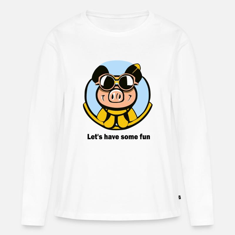 Spaß mit dem Schwein - Frauen Premium Bio Langarmshirt - Weiß