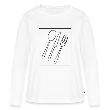 Fourche à couteaux Löeffel - T-shirt manches longues Premium bio Femme - blanc - Devant - Julia (174cm)