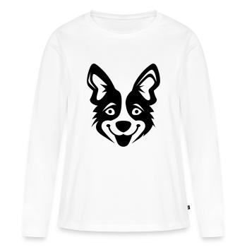 Happy Shiba Inu Chien Langue tendue - T-shirt manches longues Premium bio Femme - blanc - Devant - Julia (174cm)