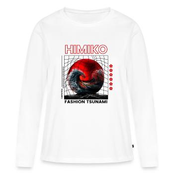 Himiko Vague Fashion Élégante - T-shirt manches longues Premium bio Femme - blanc - Devant - Julia (174cm)