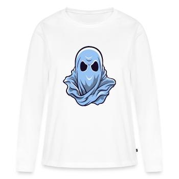 Logo fantôme - T-shirt manches longues Premium bio Femme - blanc - Devant - Julia (174cm)