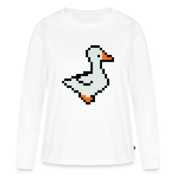 Canard Pixel - T-shirt manches longues Premium bio Femme - blanc - Devant - Julia (174cm)