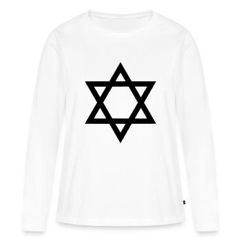 David Star - T-shirt manches longues Premium bio Femme - blanc - Devant - Julia (174cm)