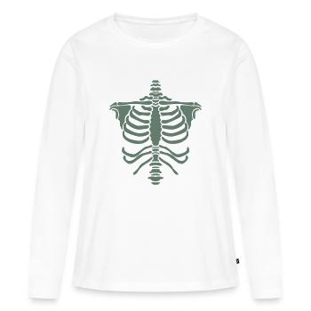 Corps squelette - T-shirt manches longues Premium bio Femme - blanc - Devant - Julia (174cm)