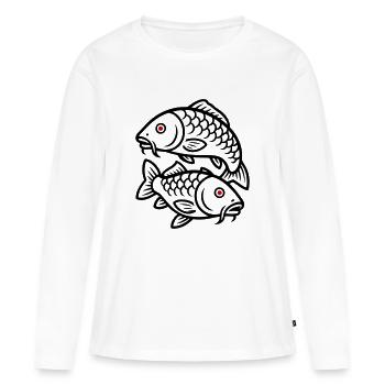Icône de poisson carpe - T-shirt manches longues Premium bio Femme - blanc - Devant - Julia (174cm)