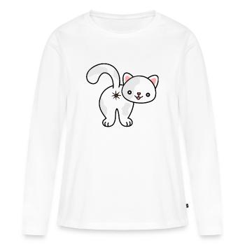 Kätzchen von hinten, Arschloch, Katze, kitten, ass - Frauen Premium Bio Langarmshirt - Weiß - Vorne - Julia (174cm)
