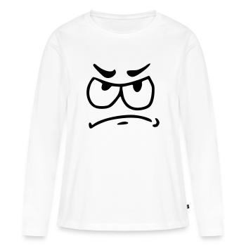 Emoji triste croquis noir - T-shirt manches longues Premium bio Femme - blanc - Devant - Julia (174cm)