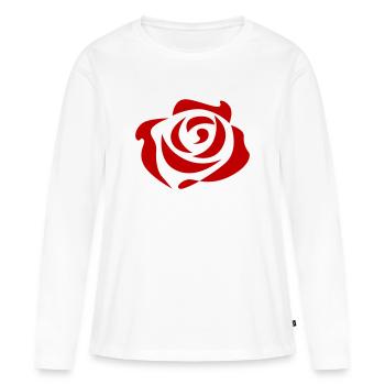 rote Rose - Frauen Premium Bio Langarmshirt - Weiß - Vorne - Julia (174cm)