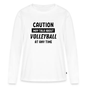 Caution may talk about volleyball at any time - Women's Premium Organic Long Sleeve Shirt - white - Front - Julia (174cm)