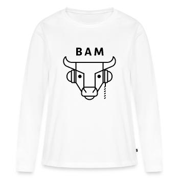 BAM - Boite A Meuh - T-shirt manches longues Premium bio Femme - blanc - Devant - Julia (174cm)