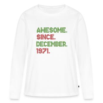 1971 Génial depuis décembre Avenue de Noël - T-shirt manches longues Premium bio Femme - blanc - Devant - Julia (174cm)