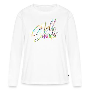 Hello Summer - Frauen Premium Bio Langarmshirt - Weiß - Vorne - Julia (174cm)